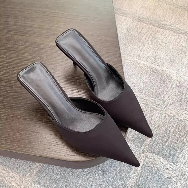 Sexy Women's High Heel Mules Slippers Fashion Shallow Slip On Singback  Slides Street Style Ladies Elegant Dress Shoes - AliExpress 322