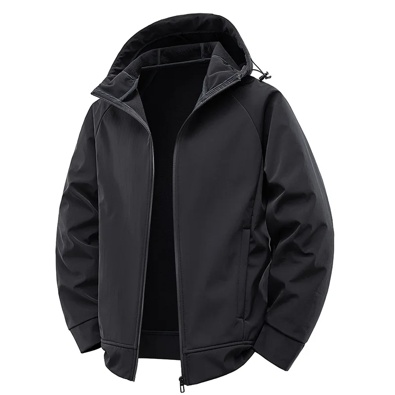 2025 الخريف الشتاء الرجال سترة رشاقته الصوف يندبروف مقاوم للماء الذكور معطف مقنع سحاب أكمام طويلة رجل أفخم ملابس خارجية