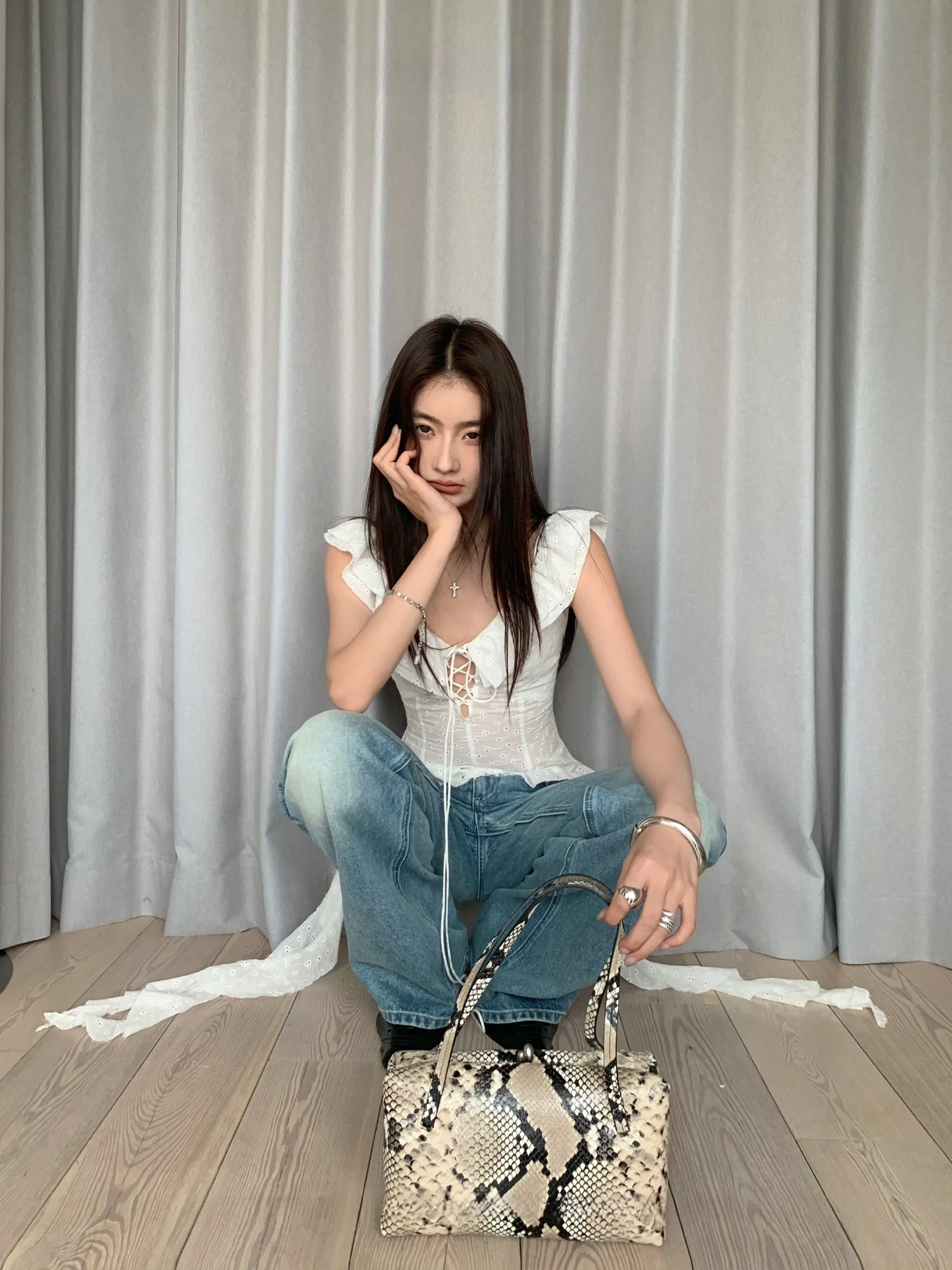 

SUONE Embroidered Floral eer Slim Fit One oulder Women's Top Summer New Sle Cotton Material Commute Sle Pure Color