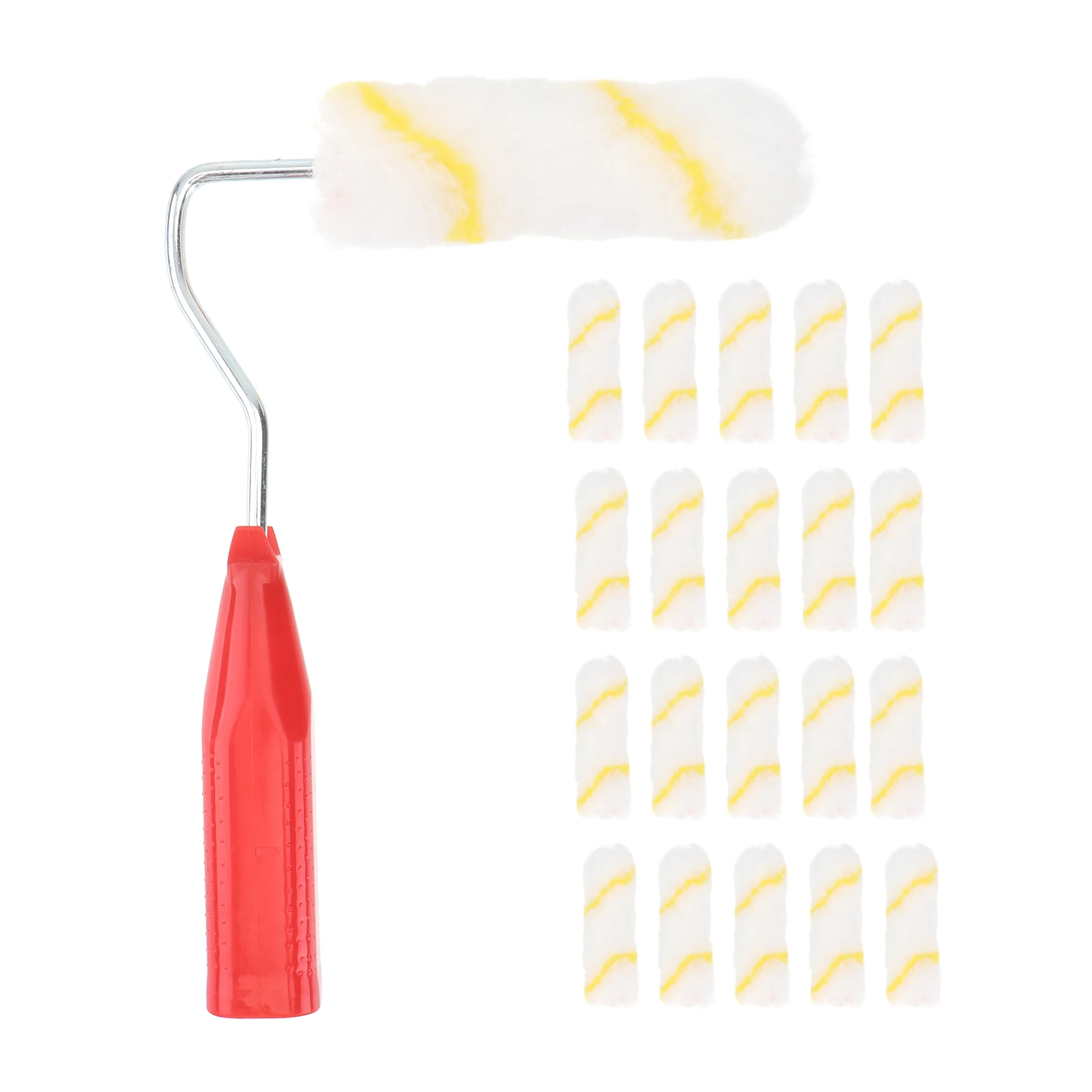 

21pcs 1 Set Durable Mini Paint Roller Wall Paint Brush Kit Roller Brush 18Cm Handle Assorted Office Diy Tool