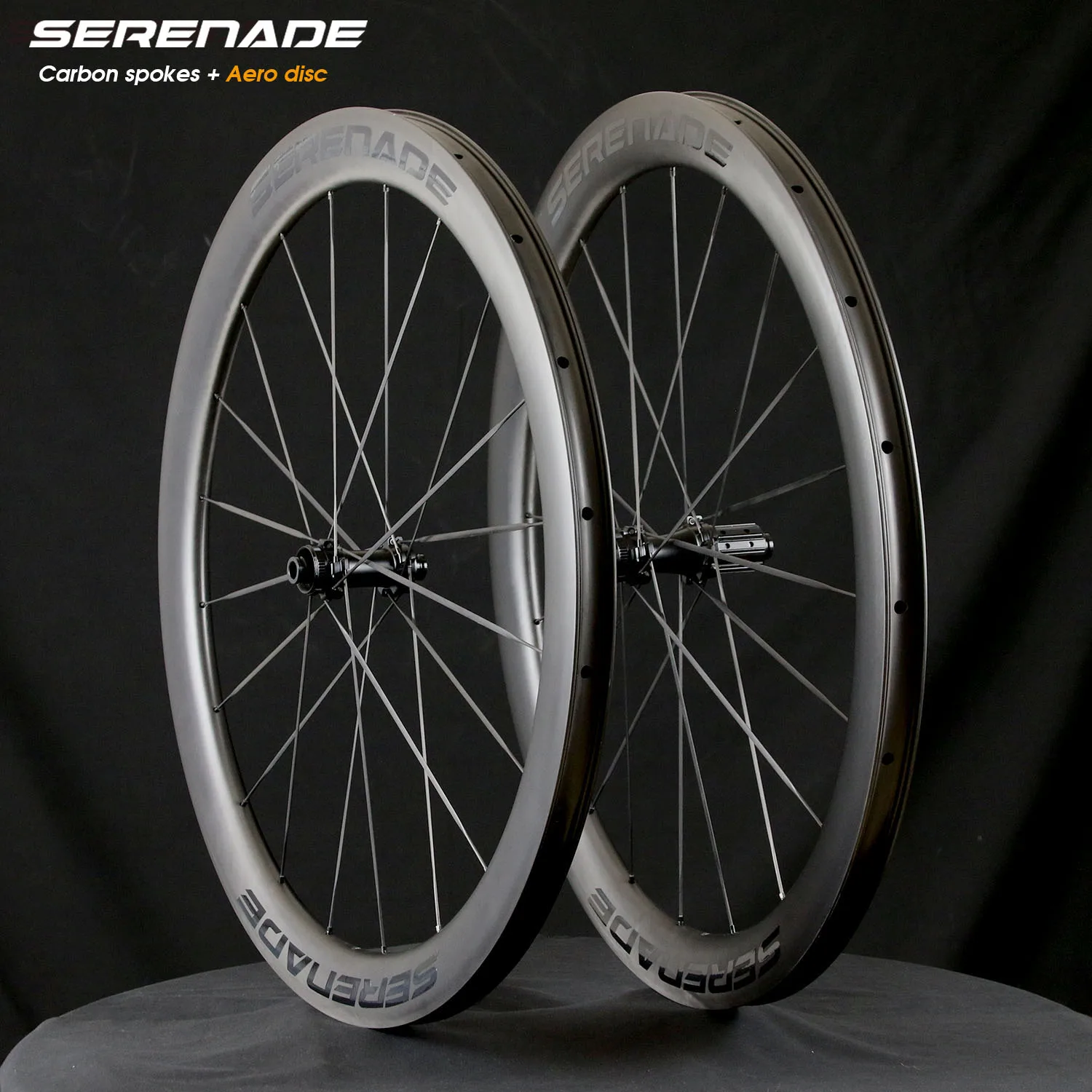 Serenade Newest Aero+ Road Bicycle Wheels With 3.3mm Carbon Spokes Ratchet System 36T Hub 23mm inner Width Carbon Wheelset
