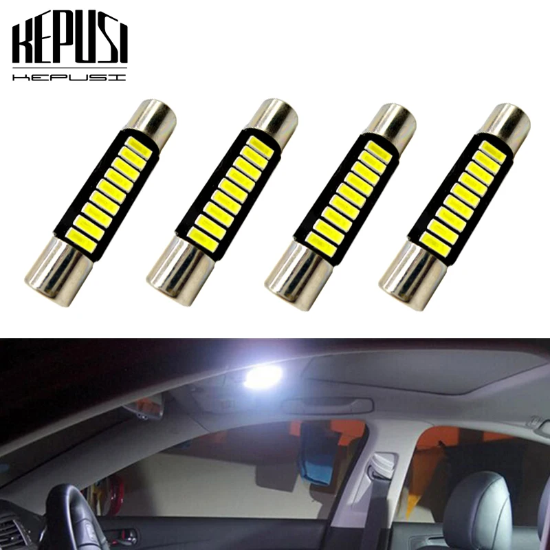 2/4Pcs Super Bright 31mm 28mm 29mm 4014 LED Car Auto C5W Interior Festoon Vanity Mirror Sun Visor Lights Bulb Lamp DC 12V White
