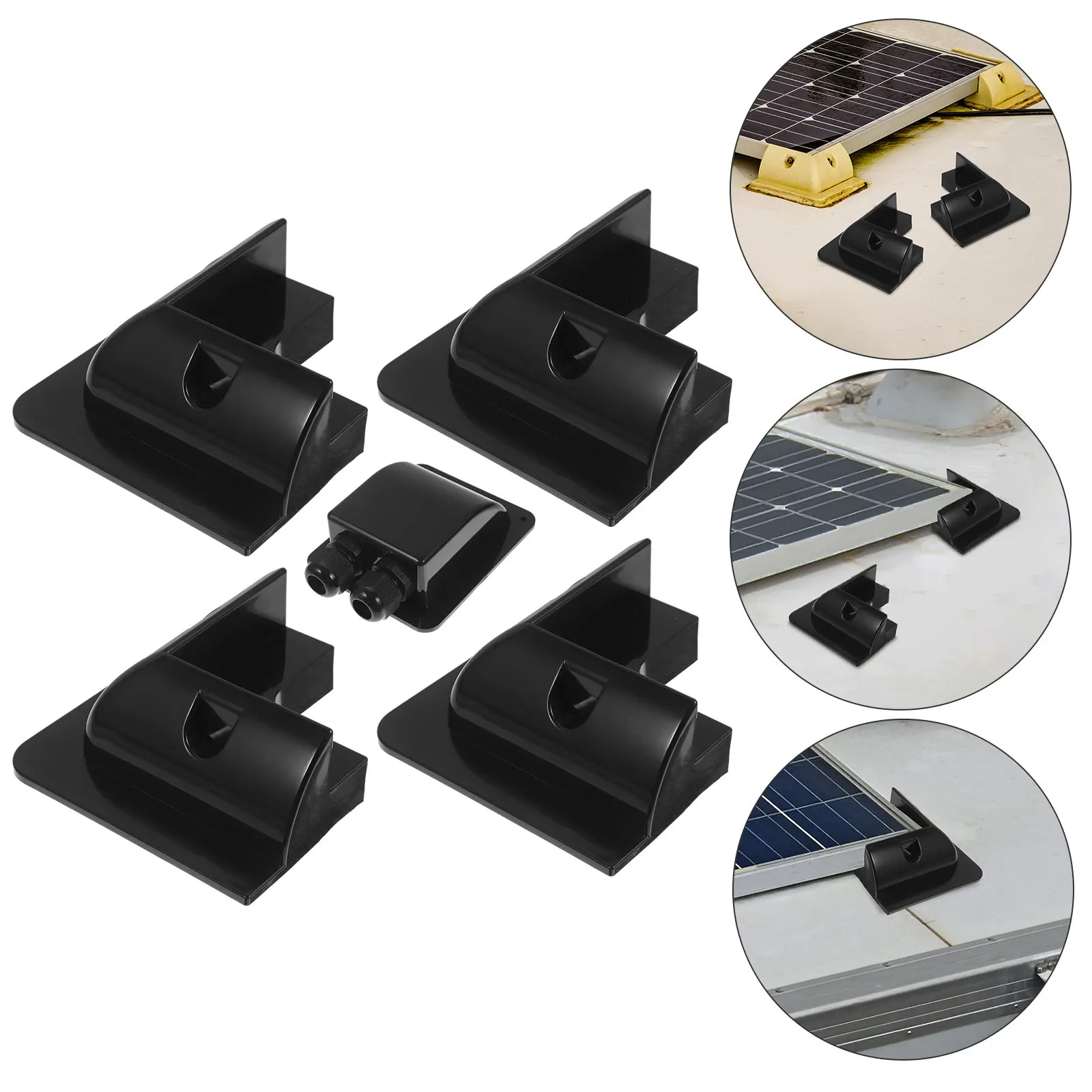 Solar Panel Mounting Bracket Set Heavy Duty Aluminum for RV Caravan Camper Flat Roof No Drill Cooling Design