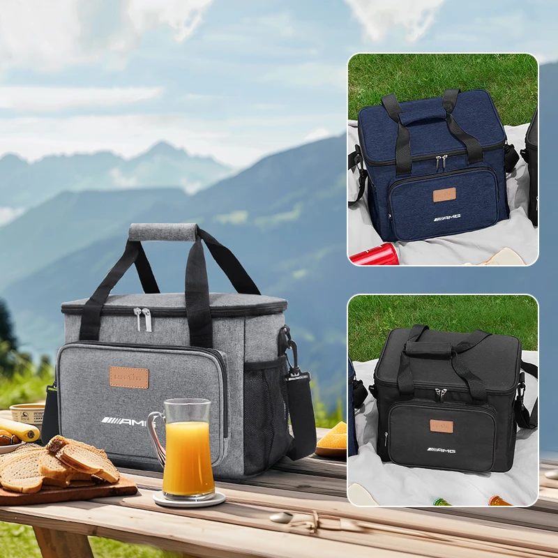 Car Logo Picnic Organiser Bag Camping Food Storage Box Tools Spring For Mercedes Benz AMG A B C E S Class A180 CLK CLA GLE W212