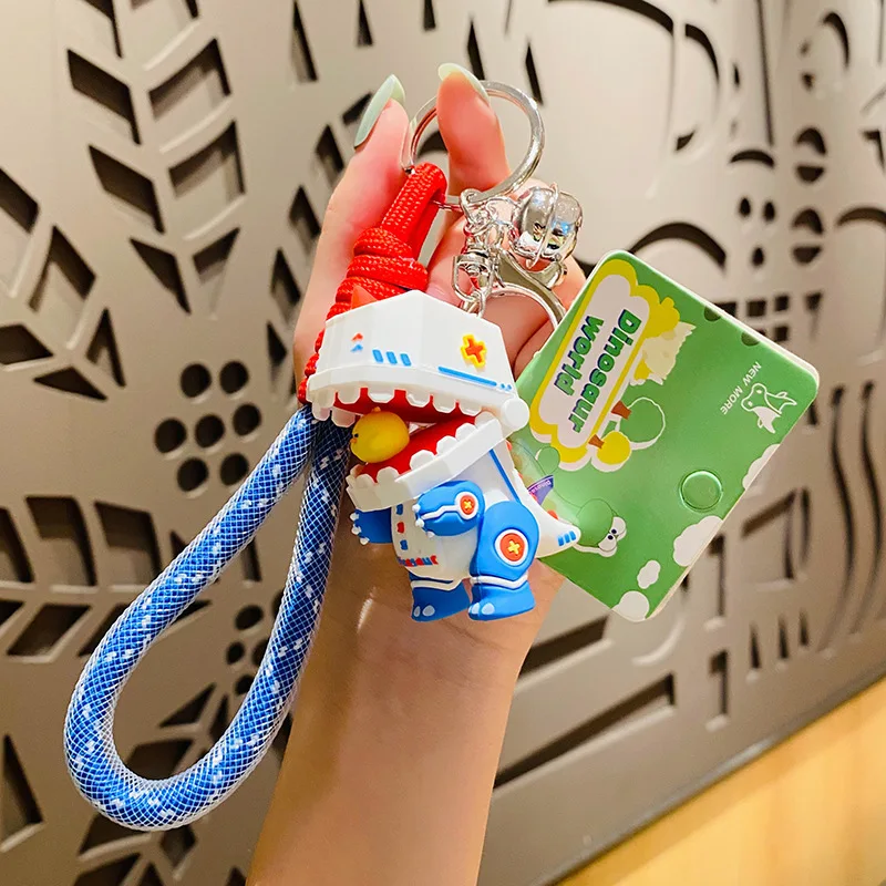 

Kawaii Dinosaur Doll Keychain Green Red Yellow Trinket Women Men Couple Pendant Bag Car Key Ring Jewelry Lanyard Accessory Gift