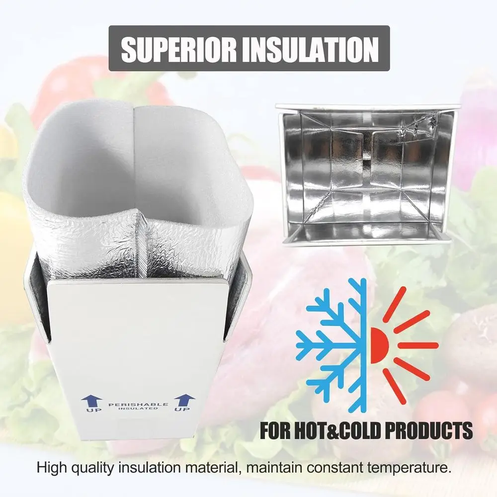 Set di 4 Scatole Isolanti Riutilizzabili per Spedizioni di Prodotti Deperibili con Rivestimento Interno Isolante