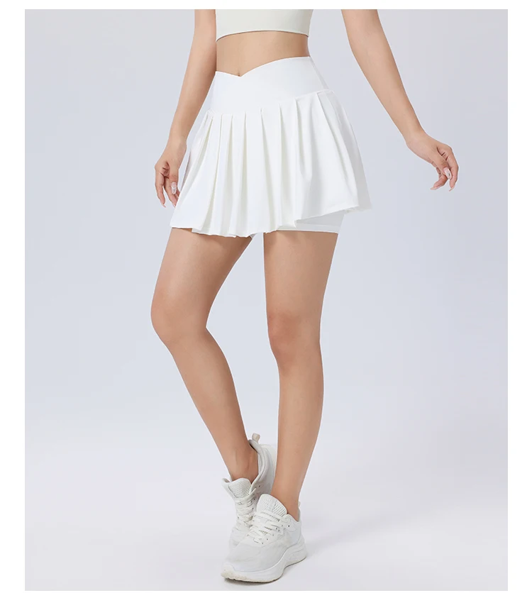 Frauen Mädchen dehnbare Kompression schnell trocknende Sport bekleidung v geschnitten plissierte Tennis Skorts – Detail 9