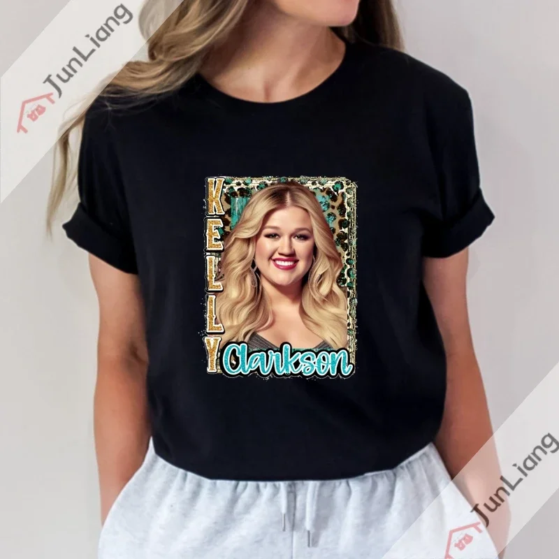 Kelly Clarkson Harajuku Fashion Woman Blouse 2023 Hip Hop Singer T Shirt for Women Cotton Goth Top Y2k Clothing Clothes Tops