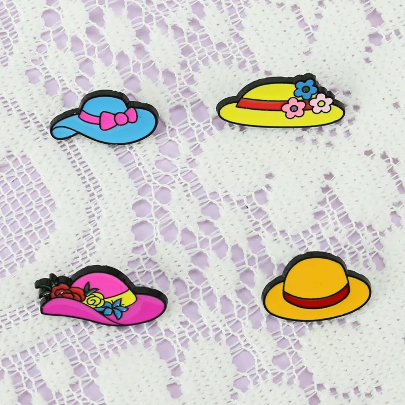 Broche de sombrero de color de dibujos animados para niña, accesorios de ropa, sombrero de paja suave, insignia de sombrero de playa