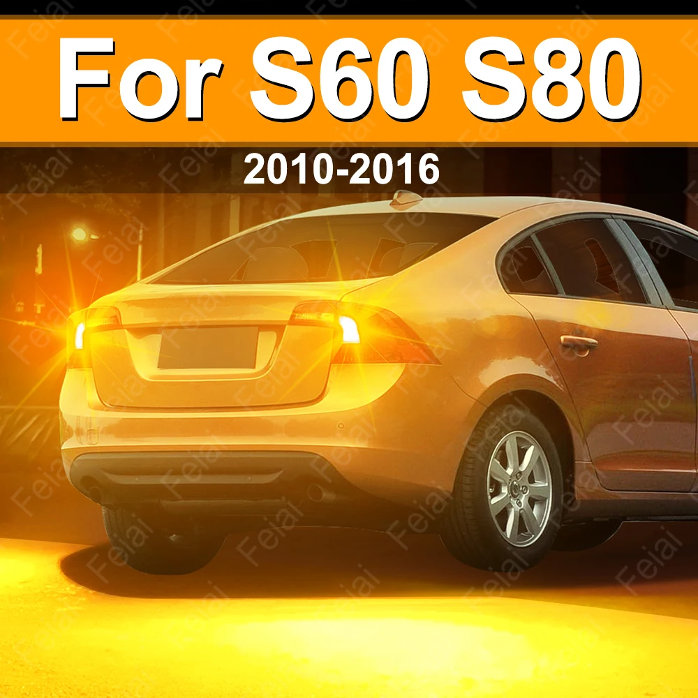 

Turn Signal LED Light Indicator Bulb For Volvo S60 S80 2010 2011 2012 2013 2014 2015 2016 Amber Direction Indicator Lamp 2PCS