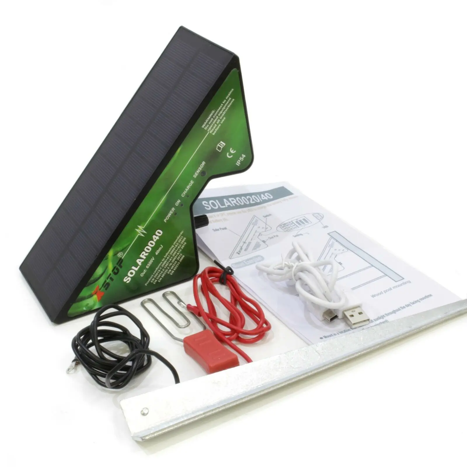 Solar Powered Electric Fence Energizer, Solar Fence Charger for Cattle Livestock Farm