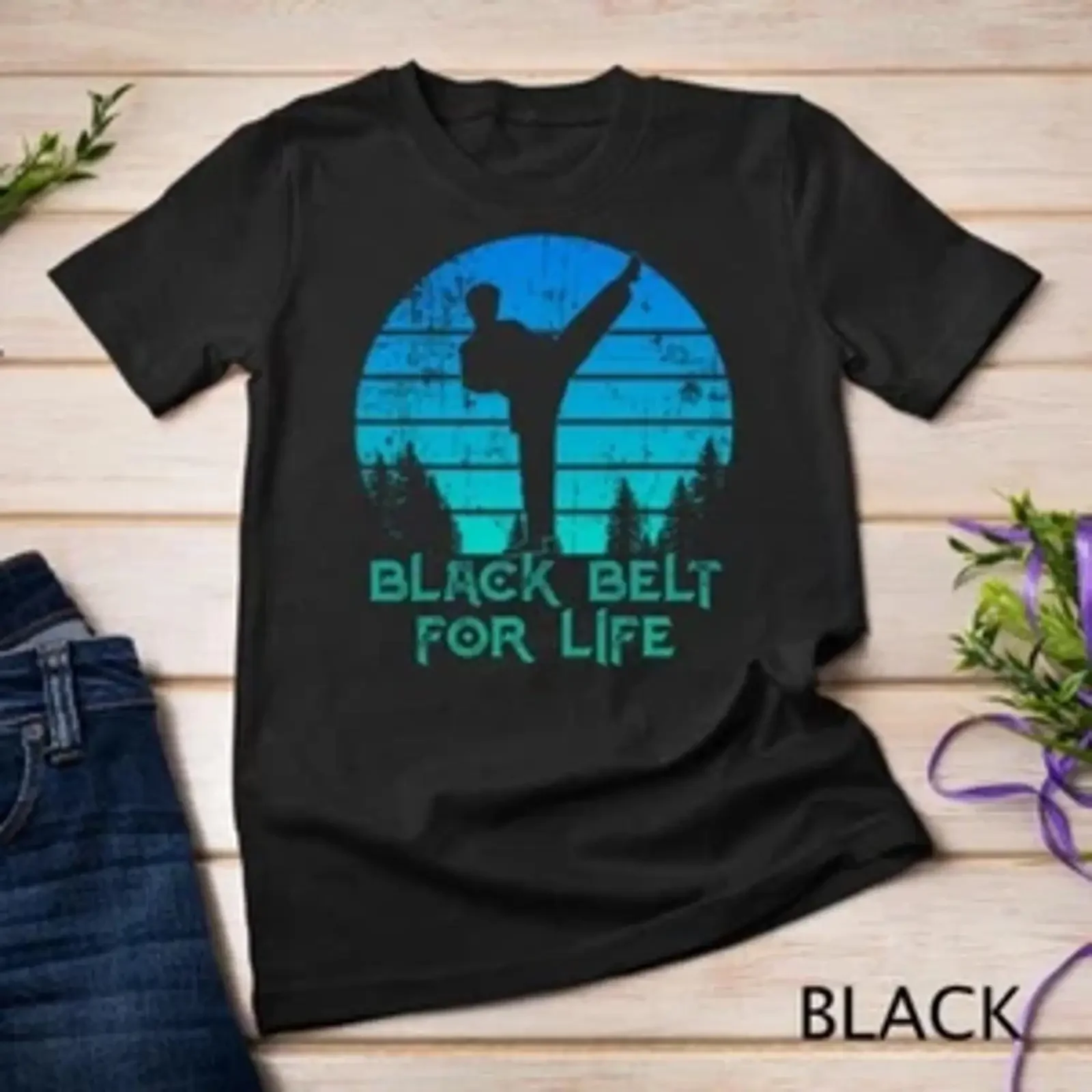 Black Belt Male Vintage Taekwondo TKD Martial Art Son T Shirt  vintage Washed Top For Everyday Wear graphic Comfortable