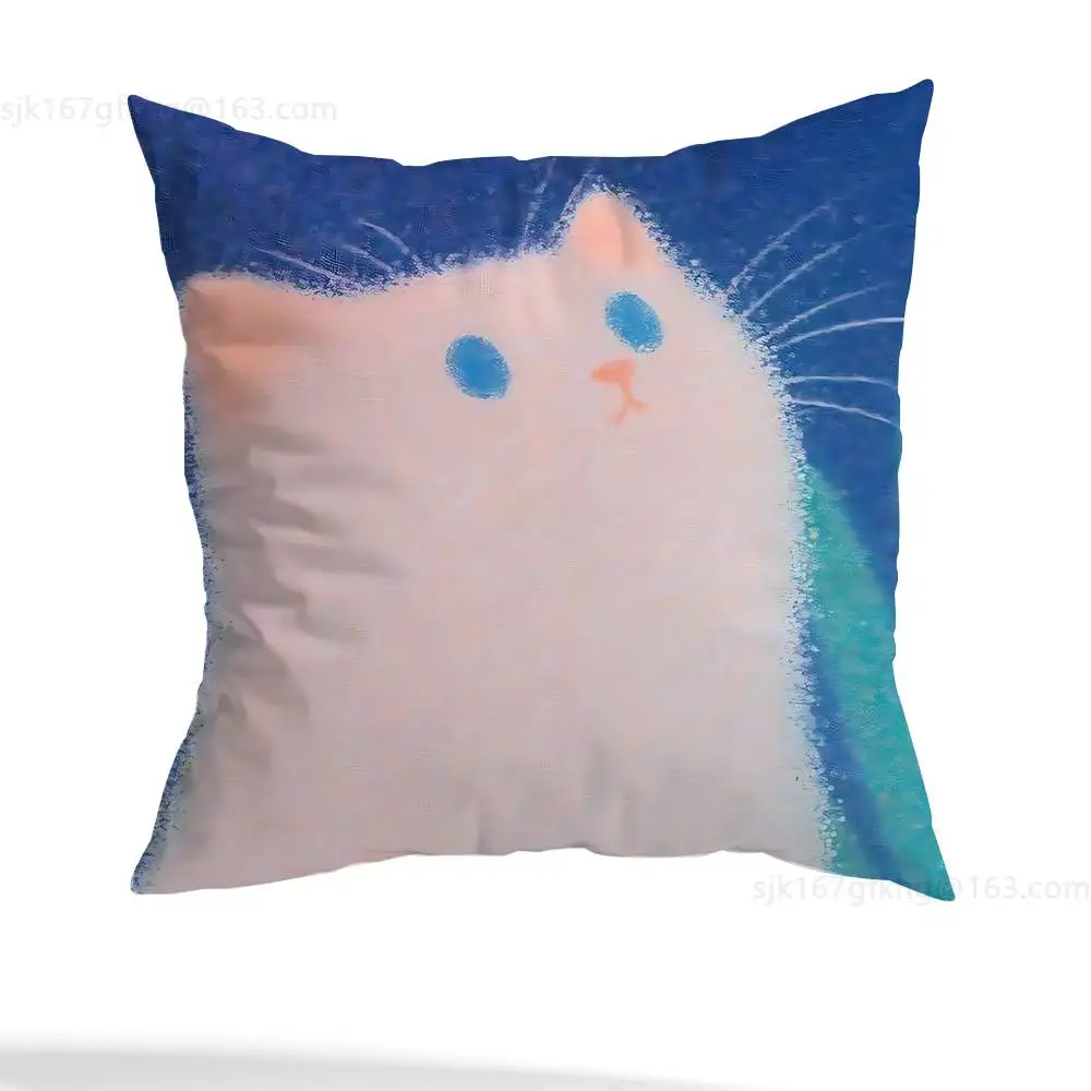Funda de almohada con forma de gato y corazón de estrella, funda de almohada antipolvo con cremallera Invisible, funda de cojín de sofá de felpa corta y sedosa