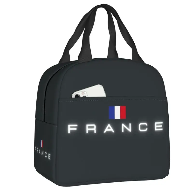 Custom French Flag France Pride Lunch Bag Men Women Thermal Cooler Insulated Lunch Container for Student School Work