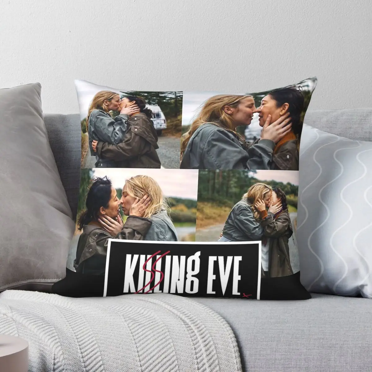 Killing Eve Villaneve Square Pillowcase Polyester Linen Velvet Pattern Zip Decorative Pillow Case Home Cushion Cover 45x45