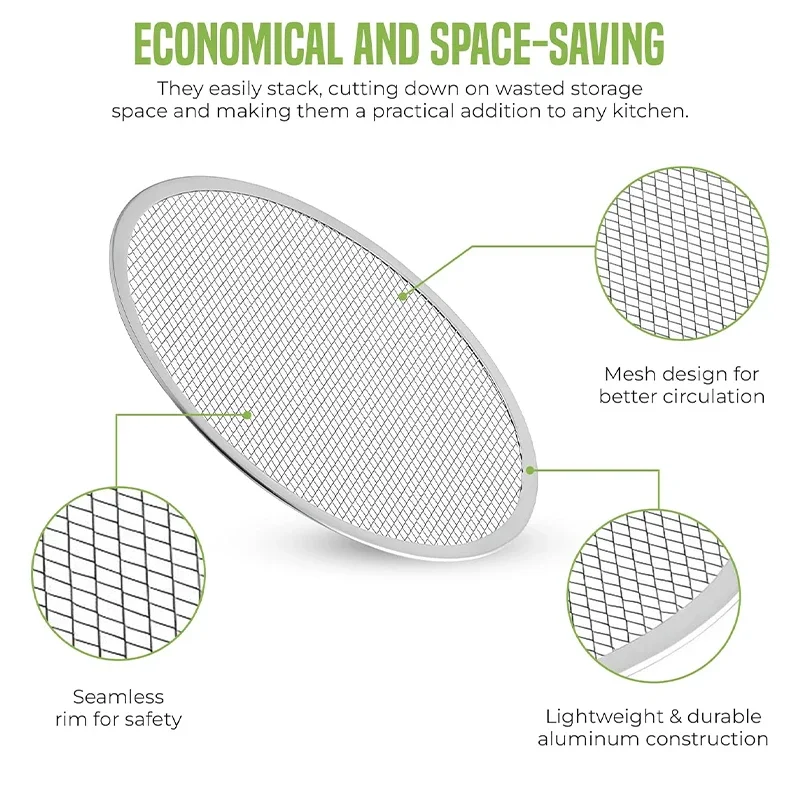 Aluminum Pizza Pan 6/8/10/12/14inch Pizza Baking Screen Mesh Pizza Tray with Hole for Oven Bakeware Outdoor Barbecue Mat