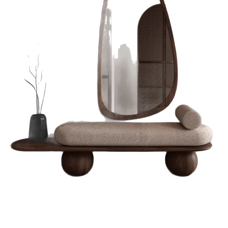 Household shoe change long strip low stool French entrance sofa stool wearing shoe stool middle ancient style bed  shoes