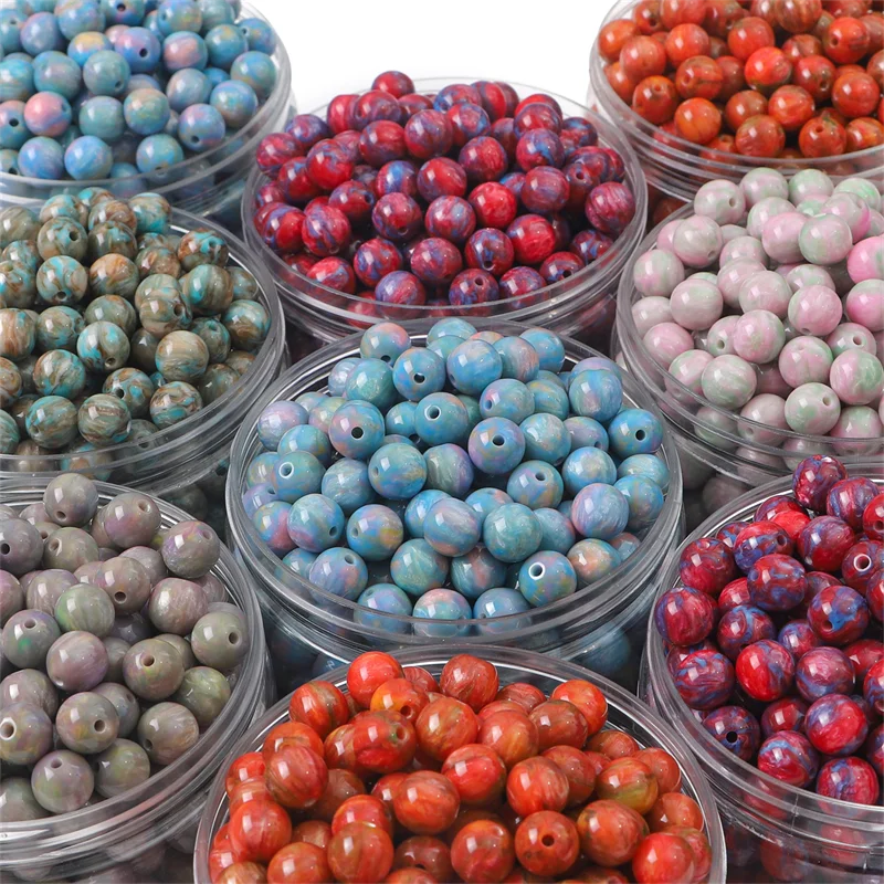 10pcs Colorful Resin Beads Starry Sky Round Bead For DIY Jewelry Necklace Bracelet Earring Handmade Making Accessories Gift 10mm