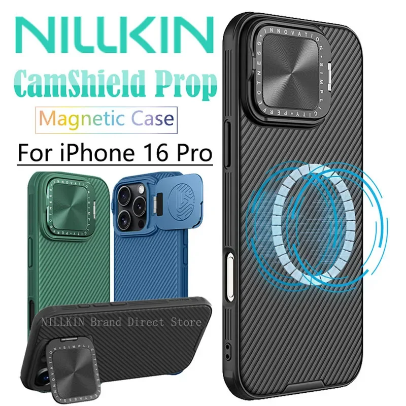 

Nillkin Back Cover for iPhone 16 Pro, Magsafe Case, CamShield Prop, Lens Holder, Anti-Fingerprint, Magnetic Case WIth stand