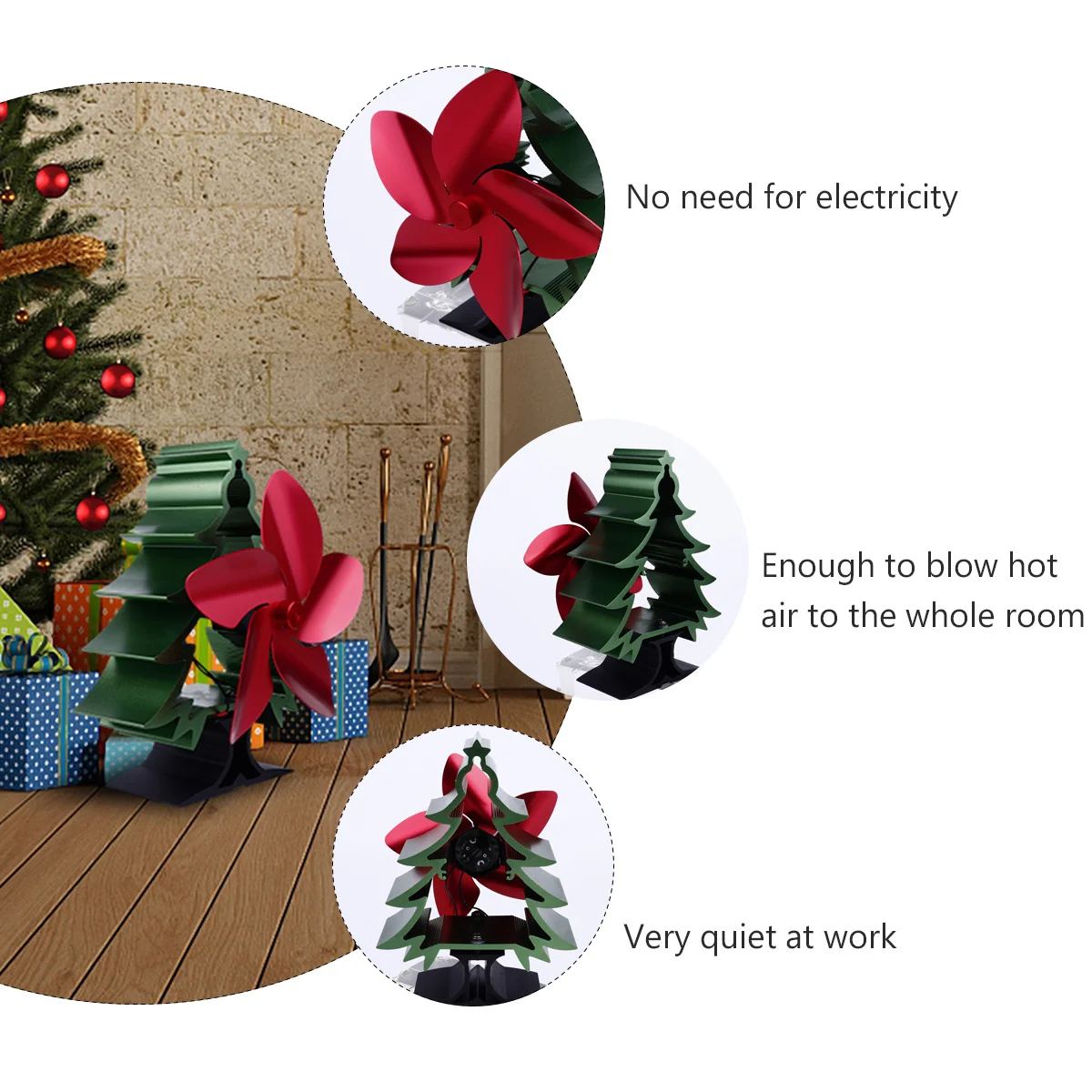 

Thermal Fireplace Fan Stylish Tree Shaped Design Quiet Operation Automatic Control Heat Fan Log Wood Burner