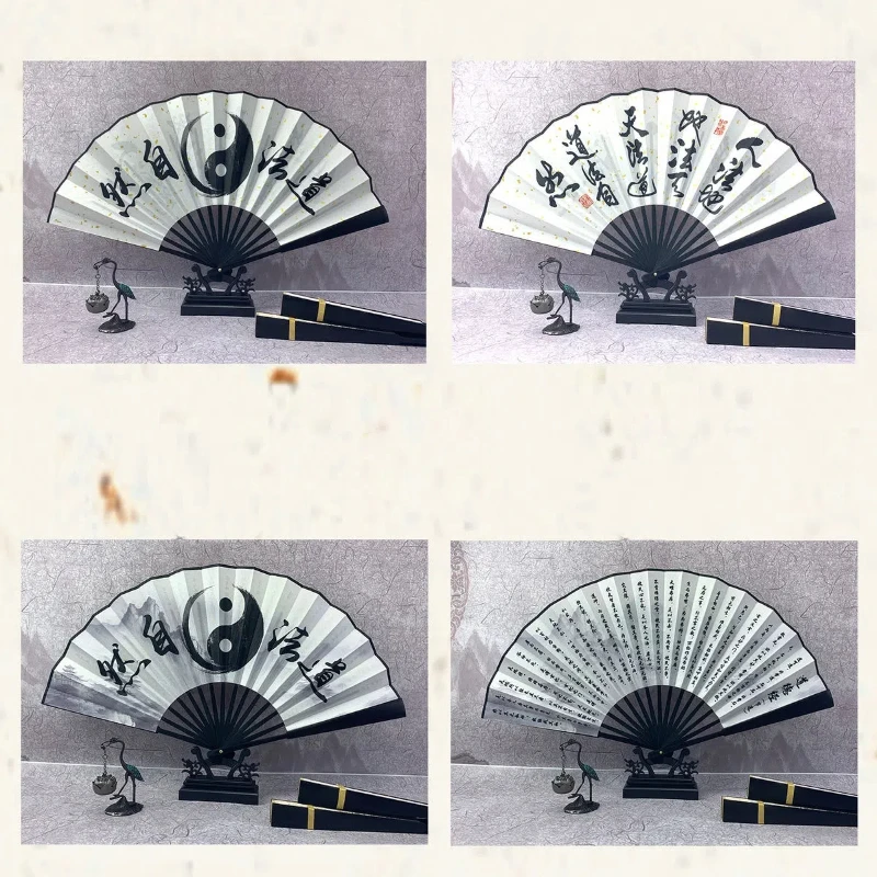 Chinese stijl opvouwbare ventilator Tai Chi patroon creatieve handventilator ouderen ochtendoefening fans dagelijkse decoratie ambachtelijke geschenk doek ventilator