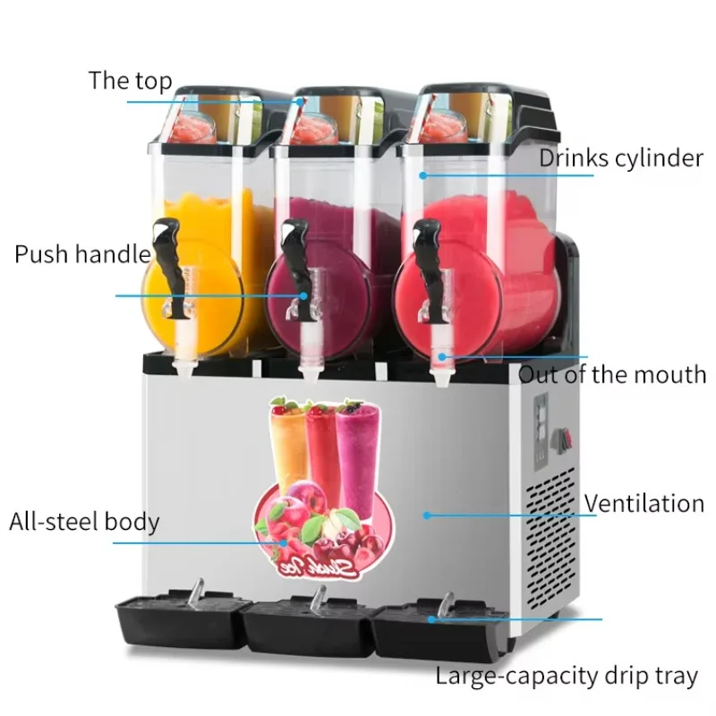 Automatic Commercial Slushy Machine, 36L Capacity, Margarita Granita Maker, Frozen Drink Ice Crusher, Cold Beverage Dispenser