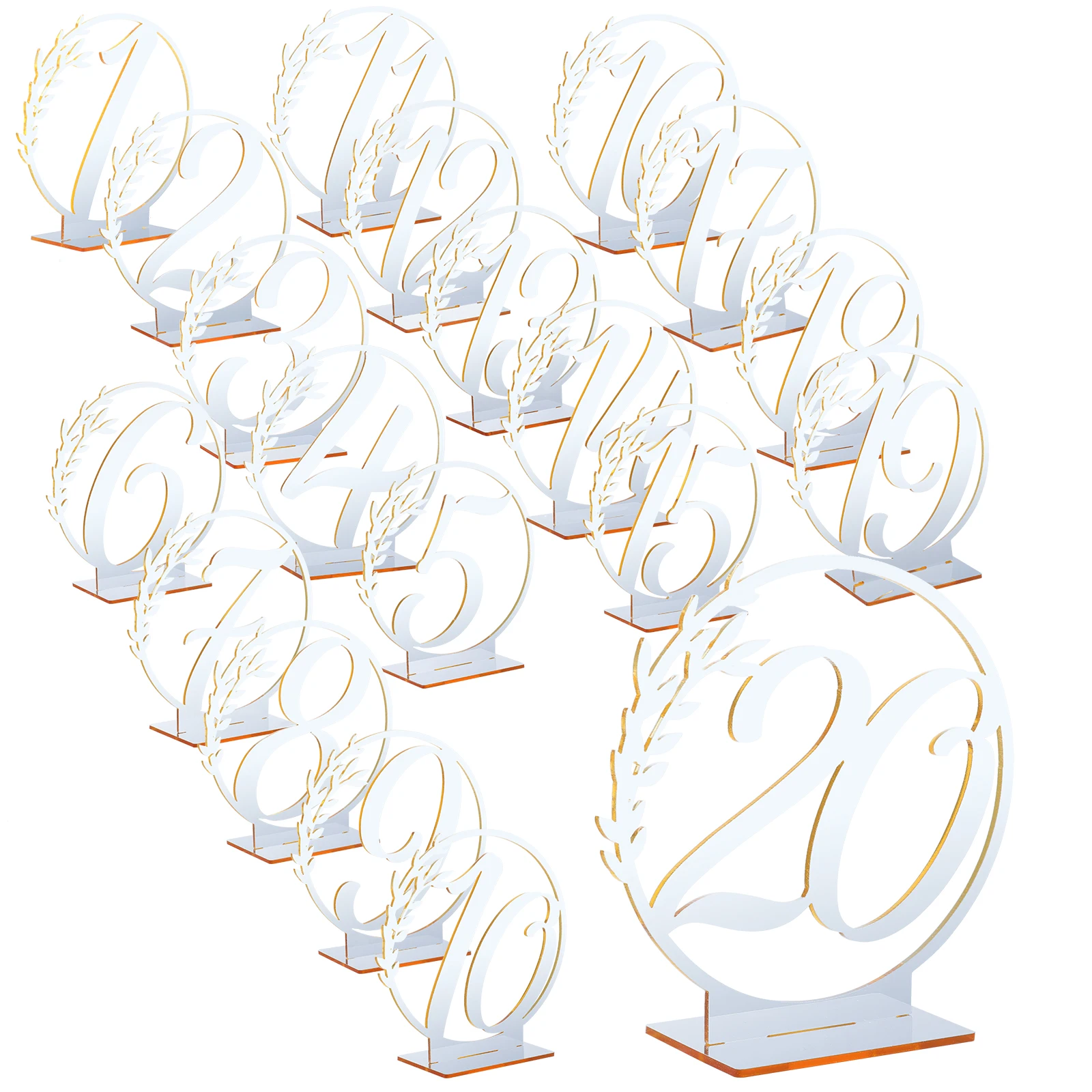 

20 pcs Elegant Silver Acrylic Table Numbers Wedding Banquet Seating Signs Decor Displays Reception Cards Party Supplies