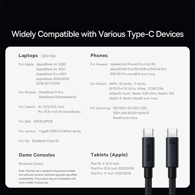 كابل Baseus 100 واط USB C إلى Type C لهاتف iPhone 16 و15 بلس وبرو ماكس وشحن سريع PD وكابل شاحن لجهاز Macbook وXiaomi وSamsung - 4