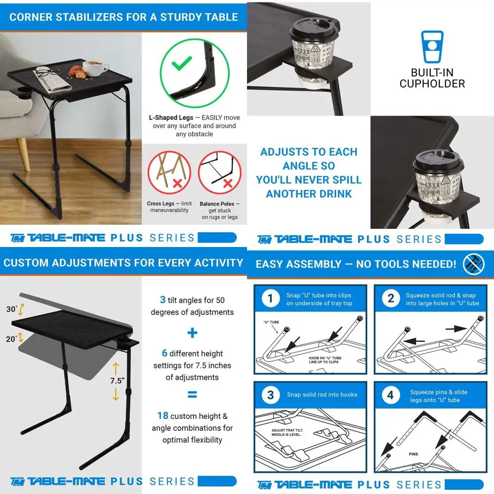 

Регулируемый складной поднос для телевизора — портативный стол с подстаканником для еды, закусок и использования на ноутбуке