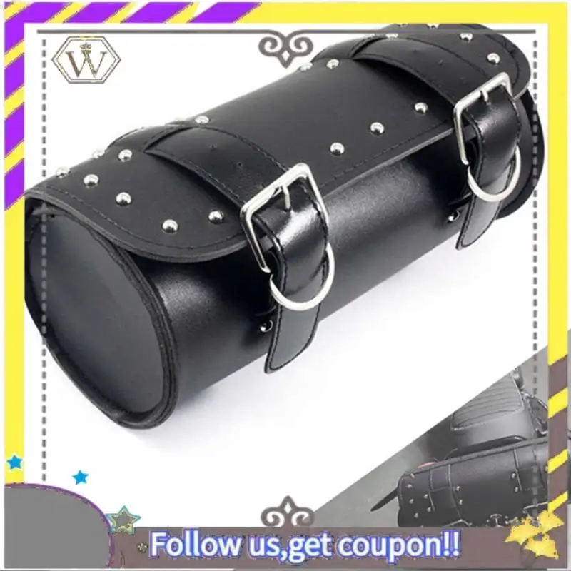 

ABXV-Universal Motorcycle PU Leather Tool Bag Front Fork Handlebar Saddlebag Roll Barrel Racing Tail Barrel Storage