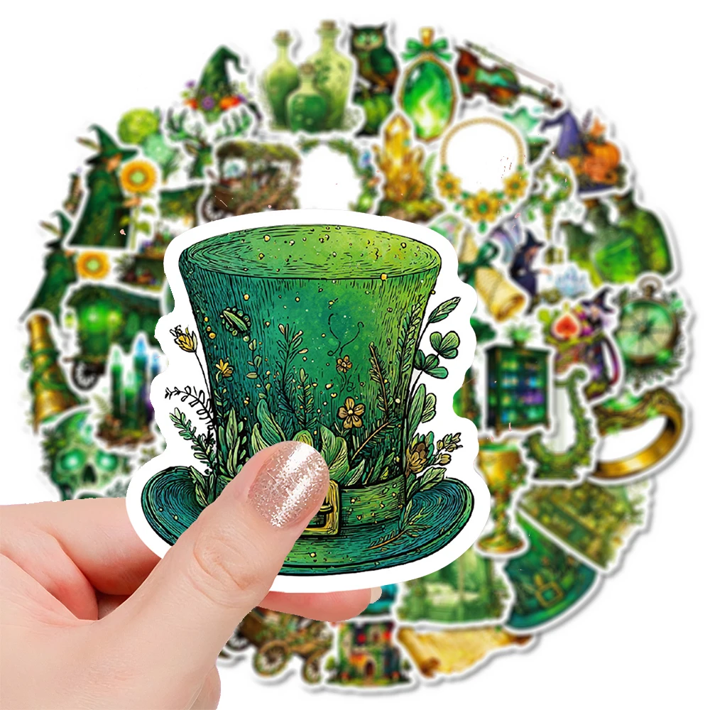 10/30/56pcs 레트로 그린 포레스트 매직 스티커 고딕 마녀 데칼 장식용 스케이트보드 전화기 기타 쿨 만화 스티커 데코