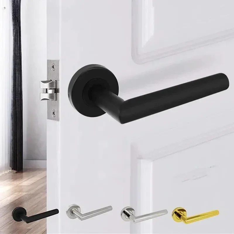 304 Stainless Steel Door Handle Fire Door Access Door Lock Indoor Bathroom Lockset Double-sided Handles Single-tongue Lock