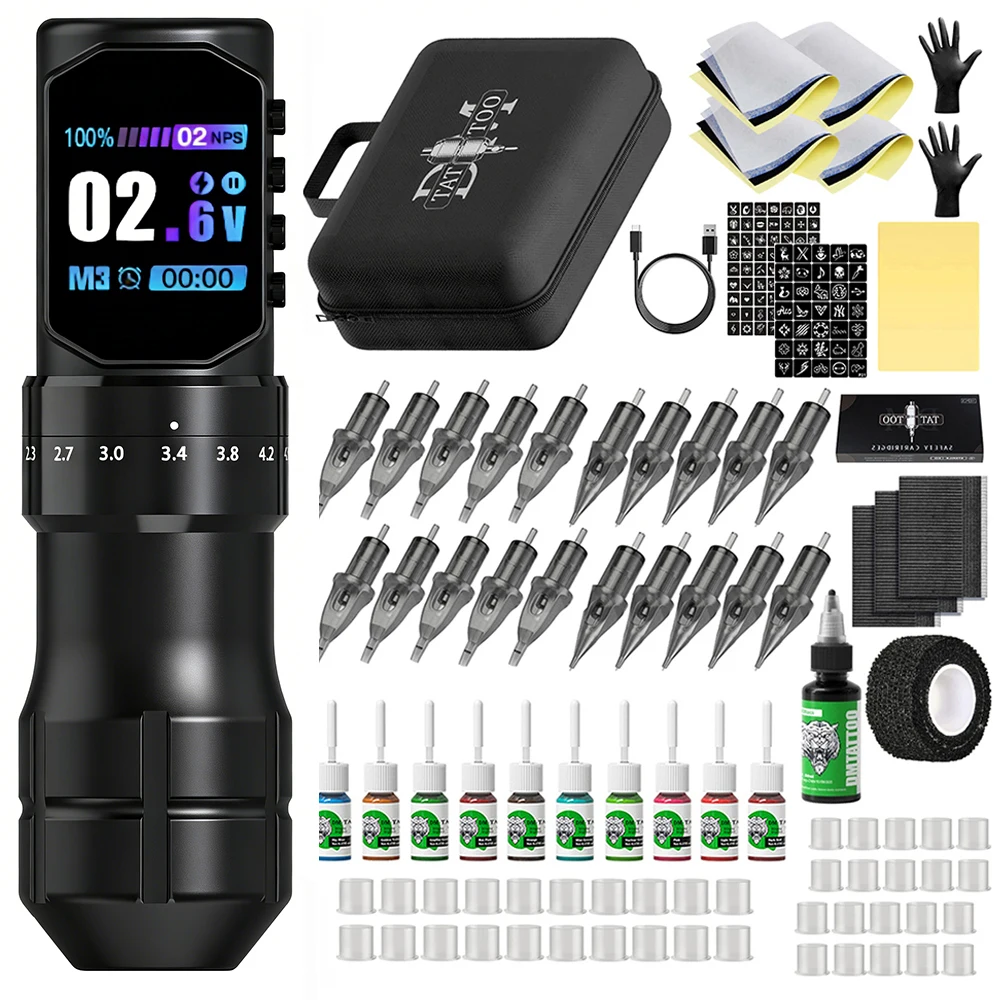 Tattoo Kit Professional Tattoo Pen Kit For Permanent Makeup Tattoo Machine Kit Wireless Power Supply Tattoo Gun Kit
