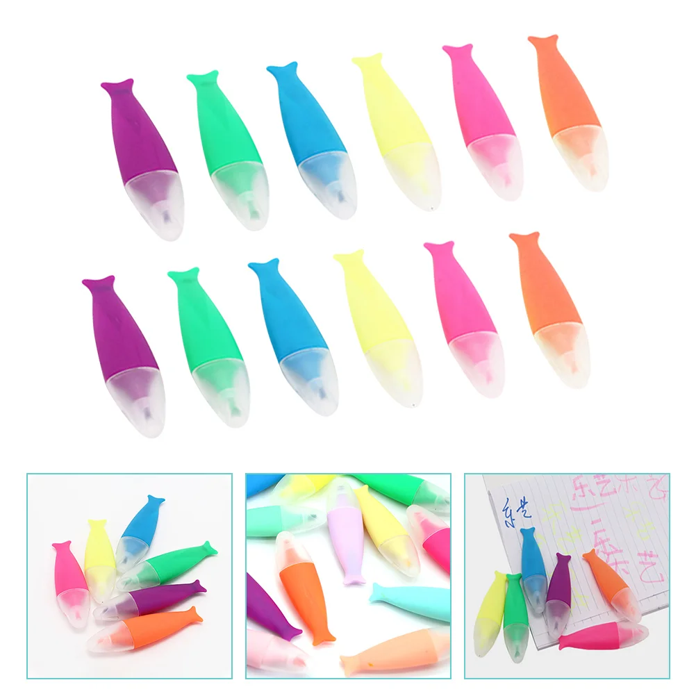

12 Pcs School Supplies Fluorescent Watercolor Pen Marker Highlighter Highlighters Markers Pens