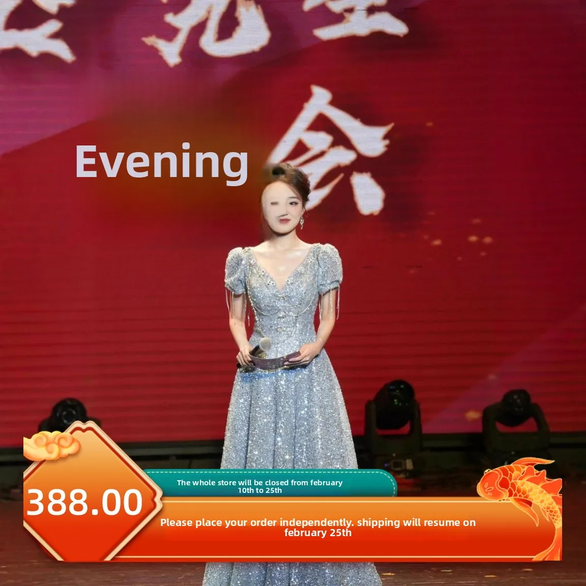 

Ele Blue iny Wedding Dr Long Evening Gown for Bride Performances Adult Ceremony Cotail Par Banquet