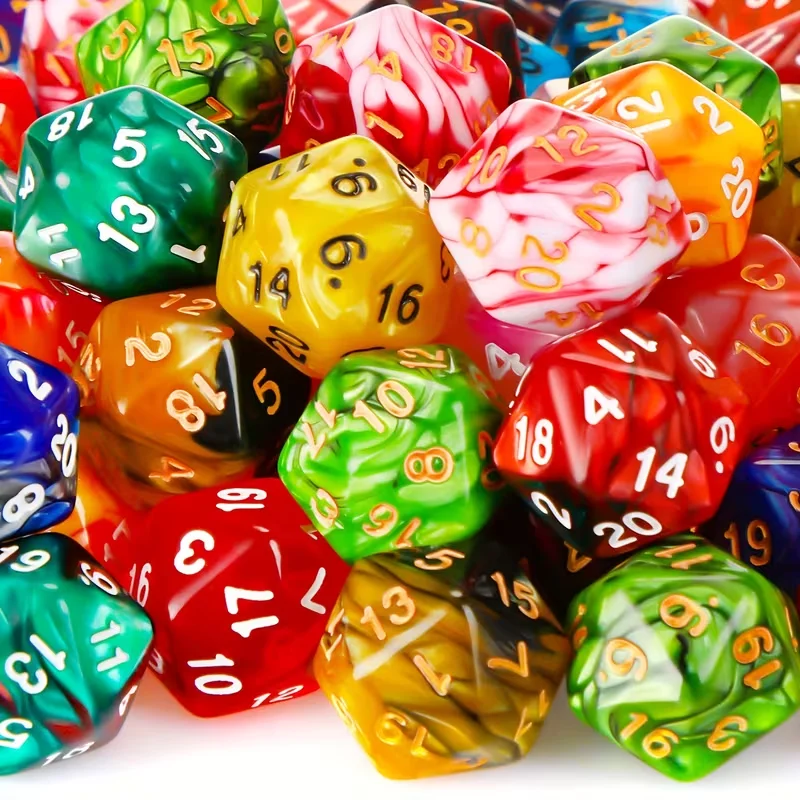 Random 50pcs Polyhedral Dice Sets with Black Pouch Compatible with RPG MTG Tabletop Role Playing Table Games Multi Colored