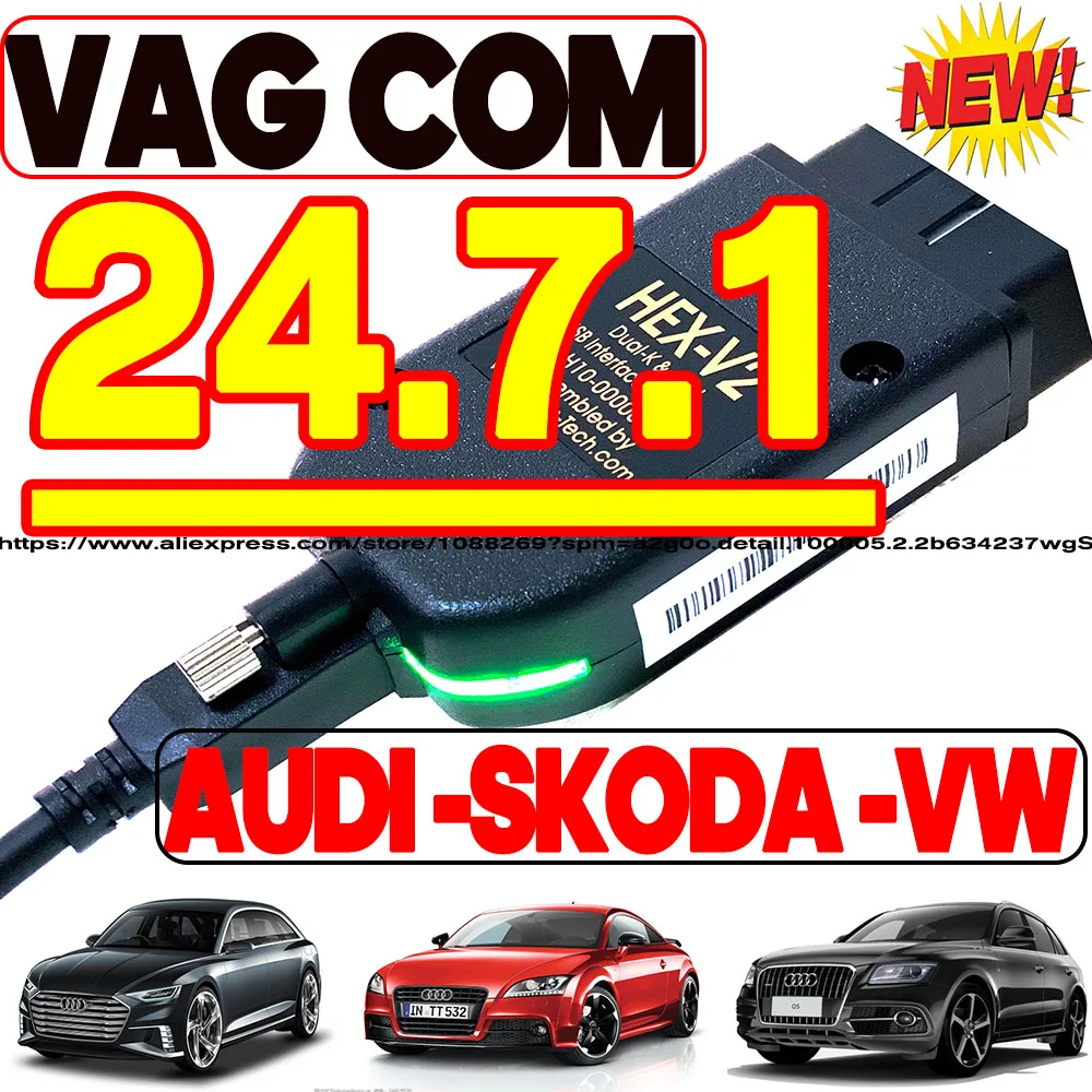 2024 Newest V24.7.1 VAG HEX V2 VCDS Interface For VAGCOM  VW-AUDi Professional Scan Code Upgrade Hardware AUTO COM VAG COM TOOL