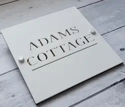 Double-layer acrylic door number house name hotel apartment office door sign matte white mirror black 180mm x 180mm
