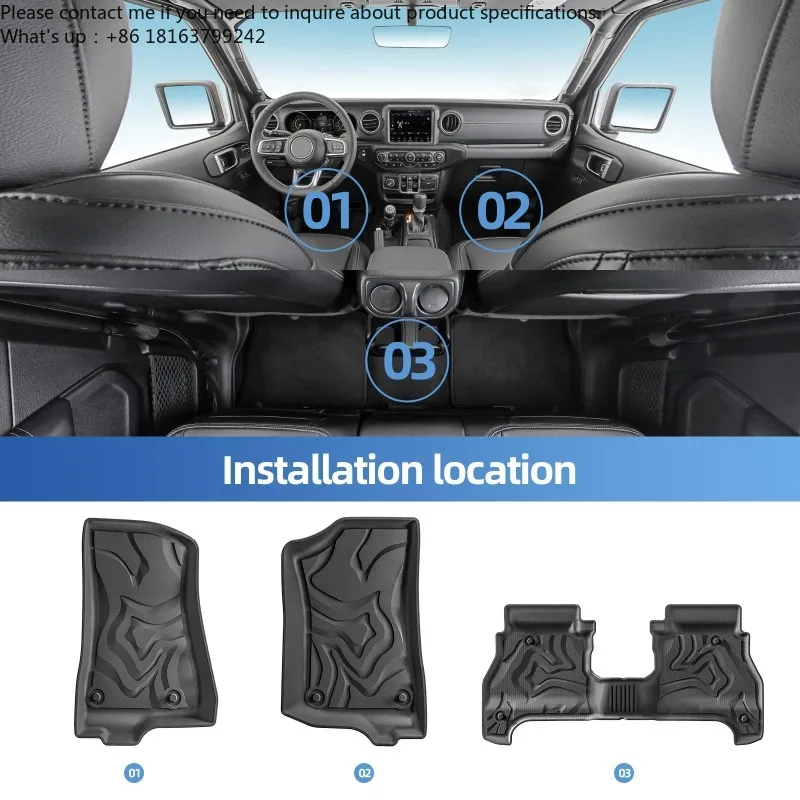 for Jeep Gladiator JT Pickup 2020-2024 Truck Bed Mat TPE 3D Floor Liner Truck Mat 5 Ft All Weather Black Left Rudder