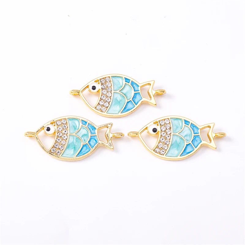 

Duarte 20Pcs/Lot Cute Crystal Enamel Fish Charms Connectors for Jewelry Making Necklaces Bracelets DIY Handmade Crafts Supplies