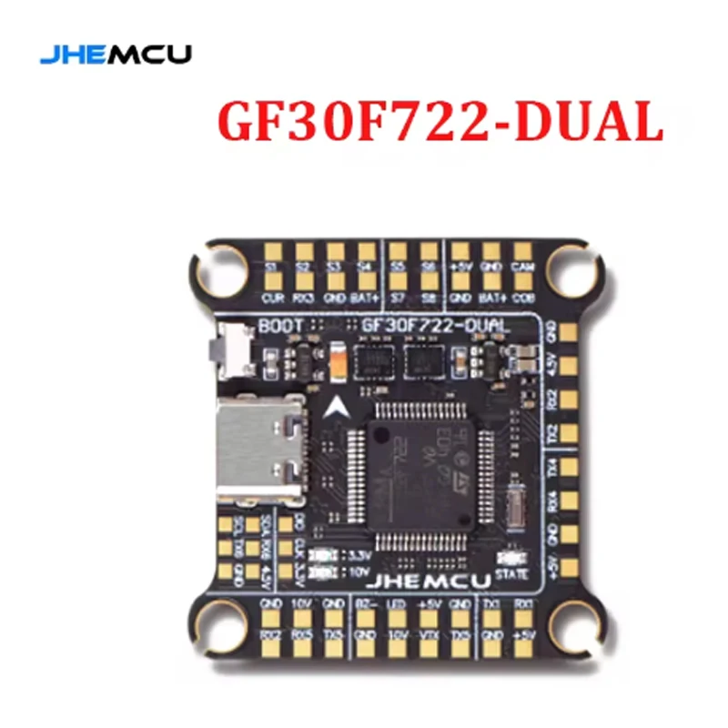 

JHEMCU GF30F722-Dual F722 Контроллер полета Double BEC двойной гироскоп высокой четкости 3-6S Lipo для дрона RC FPV