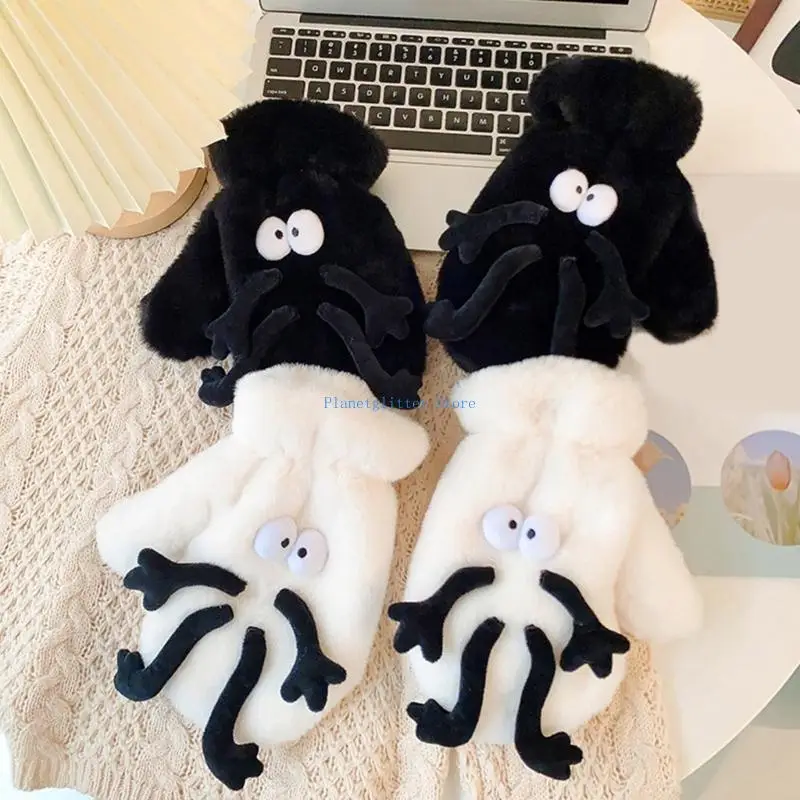 

652B Cartoon Design Full Finger Glove Winter Plush Warm Mittens for Women Girls