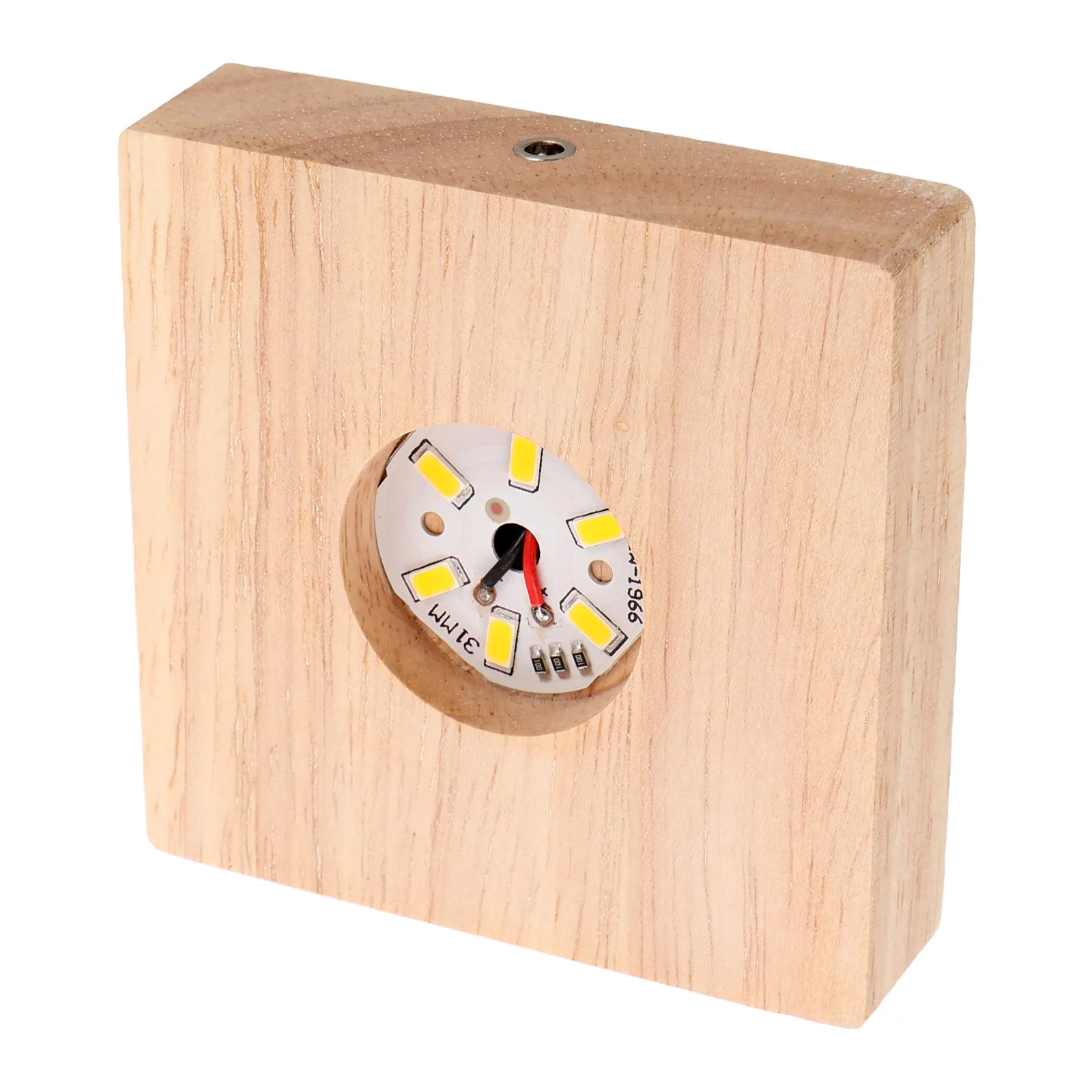 Solid Wood LED Light Display Base 8Cm Square Rechargeable Wooden Stand Night Light for Crystal Globe Wood Display Base