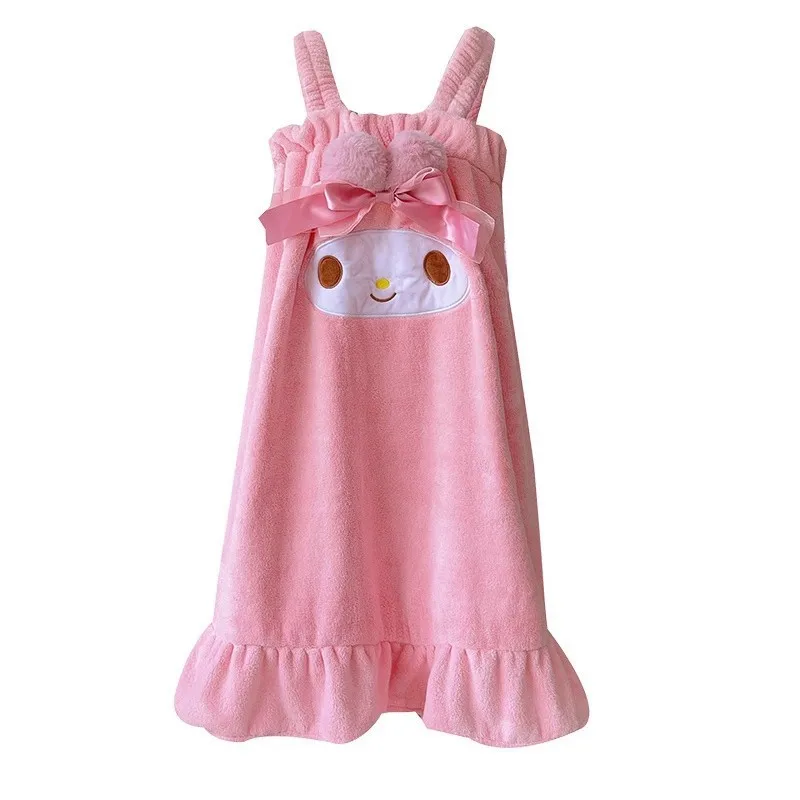 My Melody Niedliches Cartoon-Badetuch für Mädchen, saugfähig, schnell trocknend, Baderock, Mädchen-Gesichtshandtuch, weicher und bequemer Korallensamt-Wickel