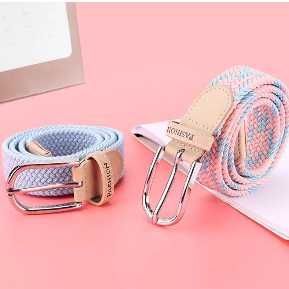 Fashion Woven Canvas Belt Popular Elastic Loose Belt Denim Decorative Waistband Men