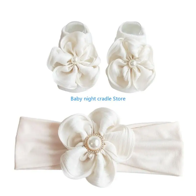 J2FF ที่คาดผมเด็กผู้หญิงน่ารัก 2 ชิ้น/เซ็ตพร้อมถุงเท้าติดโบว์ น่ารักมีสไตล์ปัจจุบัน