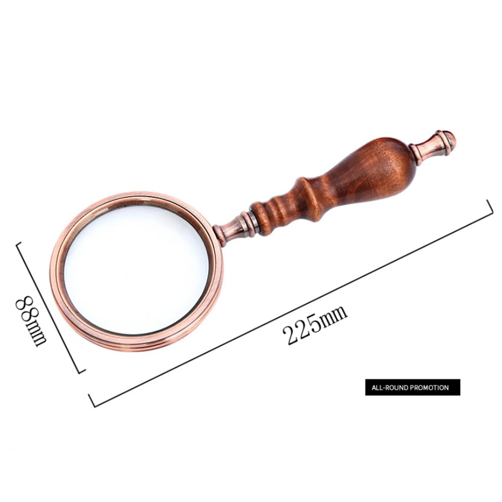 MLGB-나무 손잡이 휴대용 돋보기, 10X 레트로 손잡이 독서 돋보기, 고급 휴대용 광학 유리