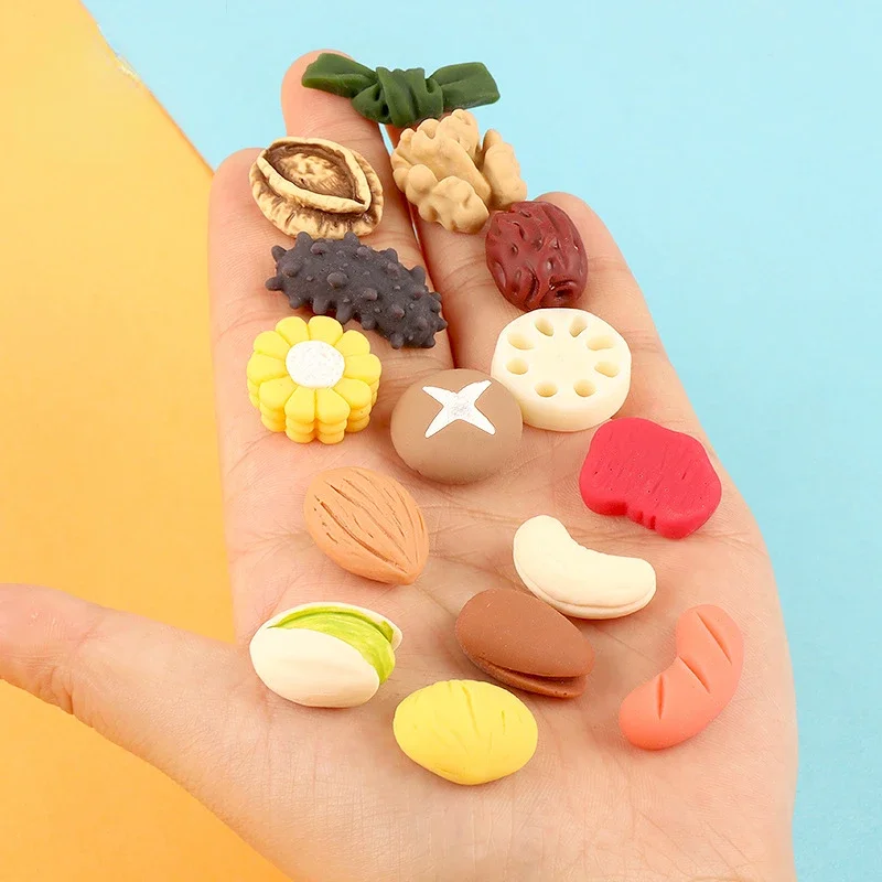 10pcs 3d Kawaii Resin Mini Nuts Series Figure Crafts Scrapbooking Accessories Materials Embellishments Flatback Charms Miniature