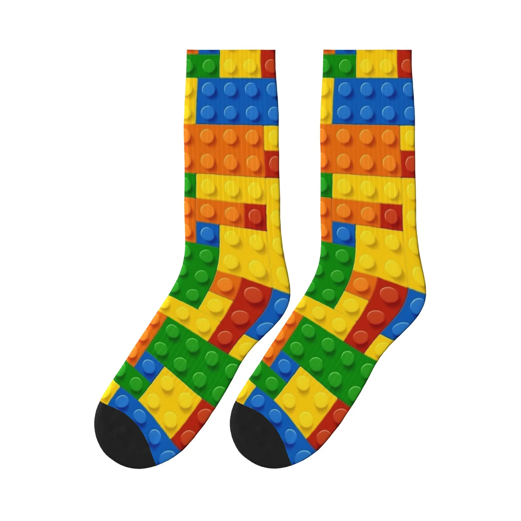 Building Blocks Construction Brick Socks  Gothic Stockings Spring Anti Skid Adults Men Socks Soft Graphic Climbing Socks