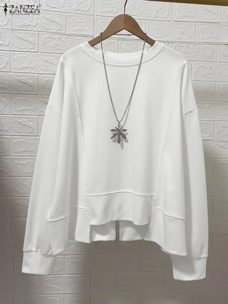 ZANZEA بلوزات نسائية عصرية بأكمام طويلة بلون سادة بلوفرات شتوية غير رسمية لخريف 2025 بلوزة فضفاضة ملابس خروج #5